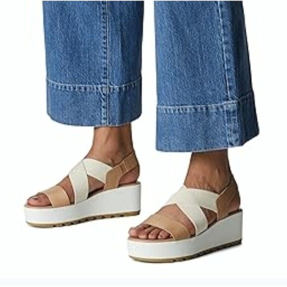 Sorel Cameron Flatform Slingback Sandal Honest Beige Chalk White Size 9.5 - Picture 10 of 11